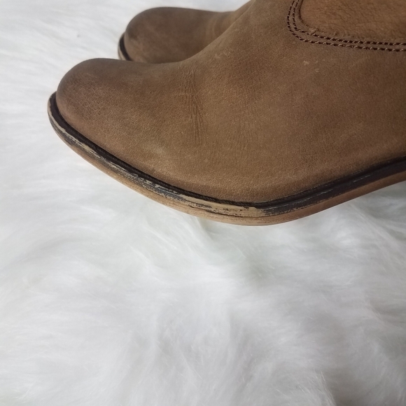 Franco Sarto Linden Brown Block Heel Strappy Ankle Short Moto Booties Size 6.5 - Picture 5 of 8